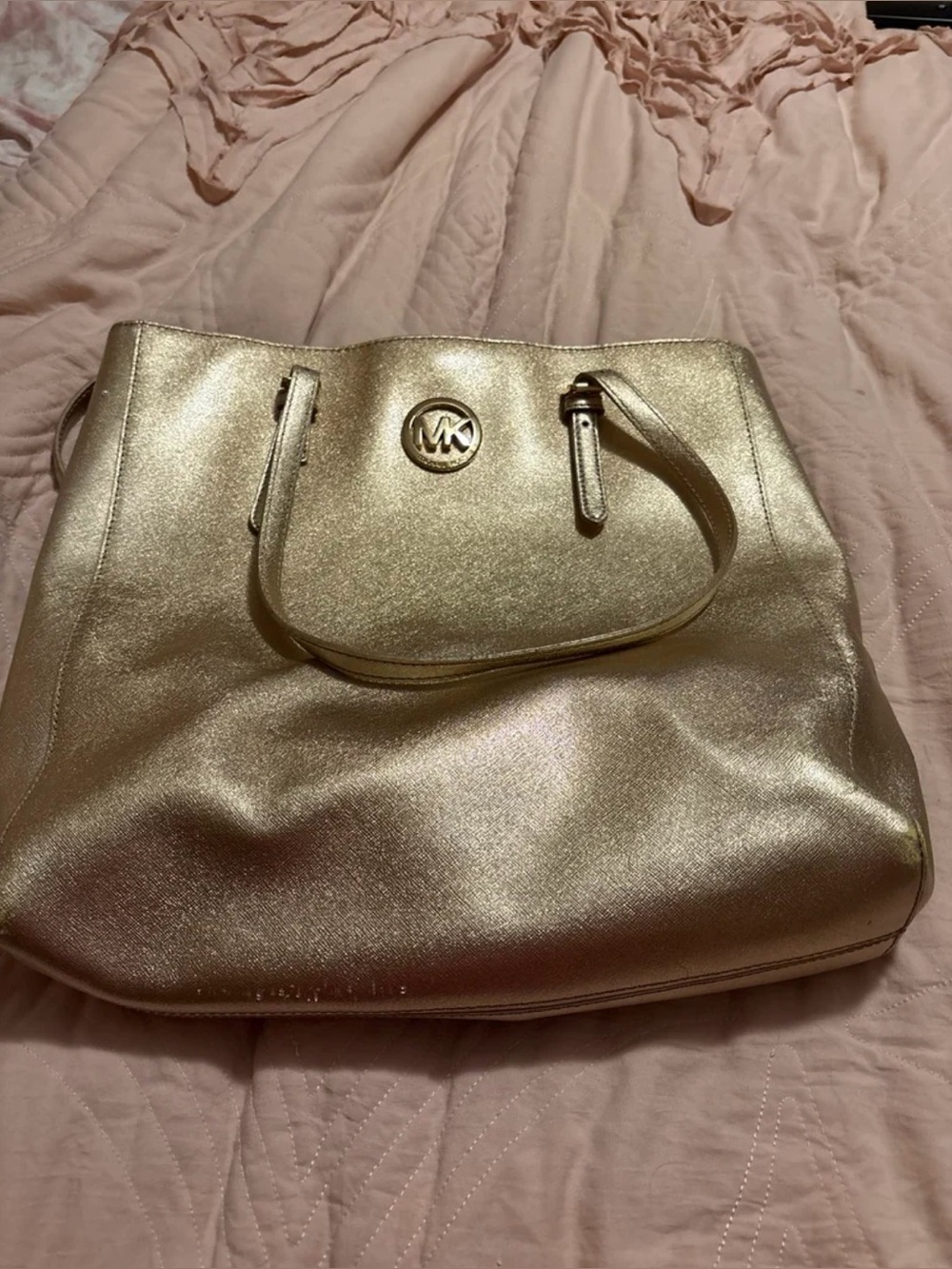 Michael Kors Metallic Gold Tote with MK Logo